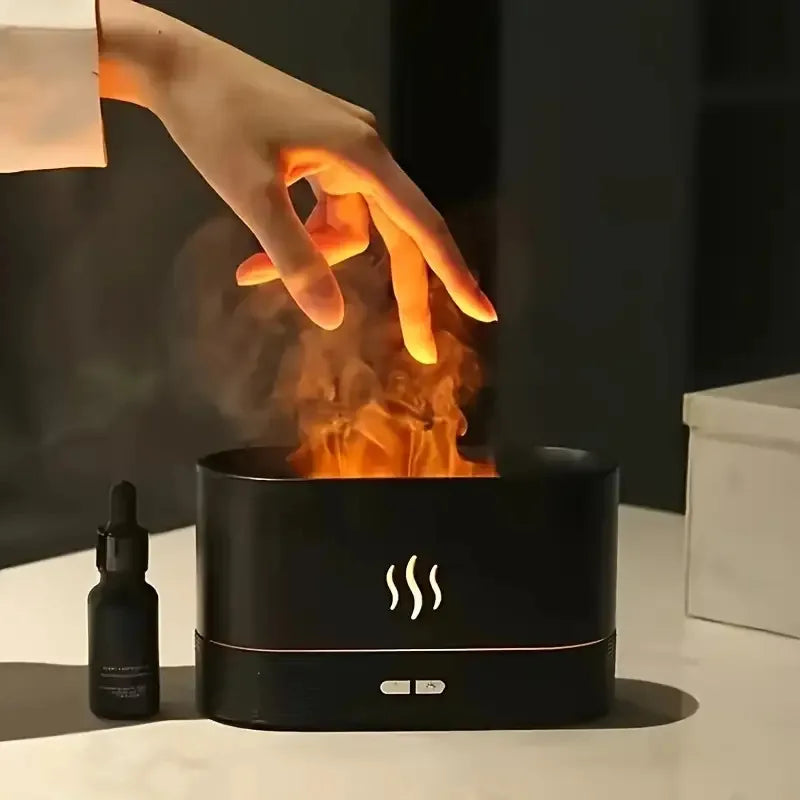 Nowy ultradźwiękowy nawilżacz powietrza z imitacją płomienia, przenośny 7-kolorowy kominek z płomieniem, dyfuzor aromatycznych olejków eterycznych, USB (kopia)